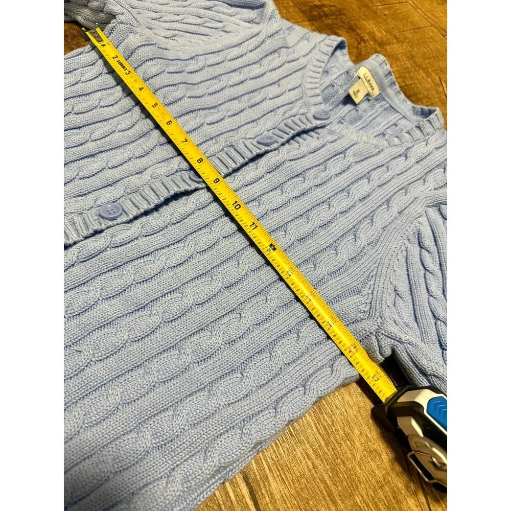 L.L. Bean pastel blue cable knit cardigan